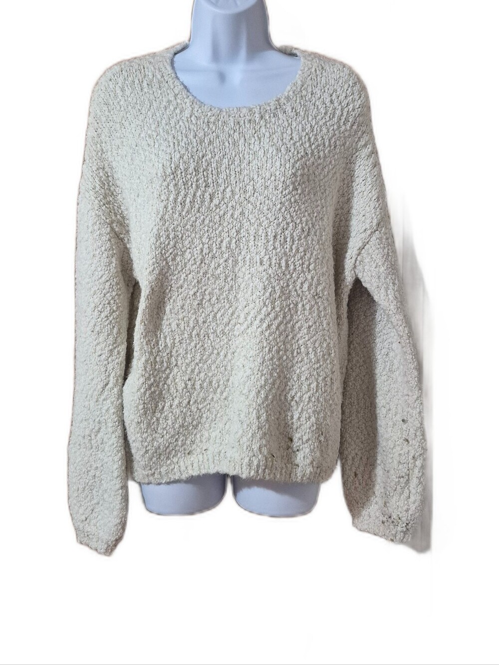 Kaisely Cozy Ivory Loop-Knit Women's Sweater